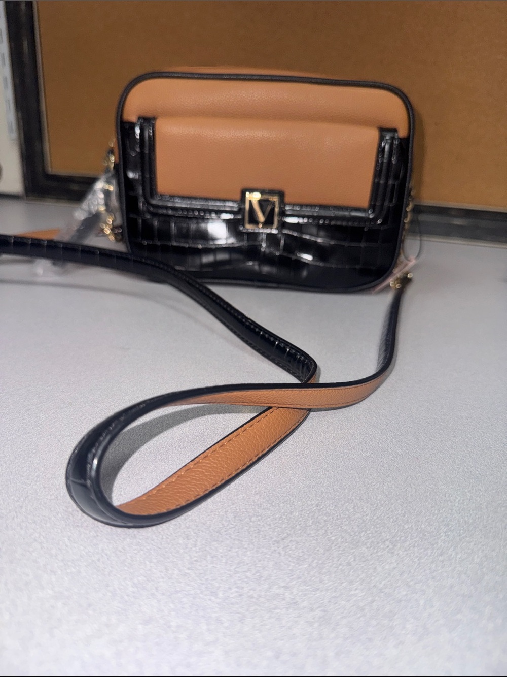 Victoria Secret Croc Colorblock Top zip Crossbody bag